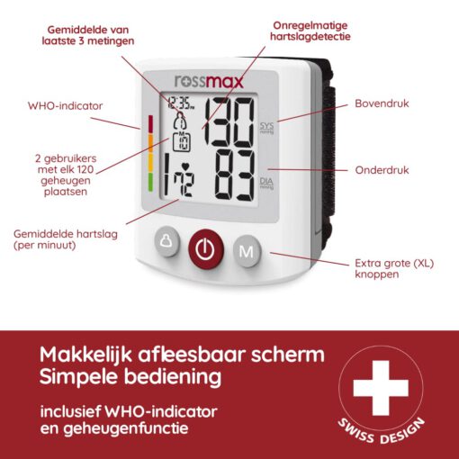 Rossmax BQ705 XL Deluxe polsbloeddrukmeter - Afbeelding 3